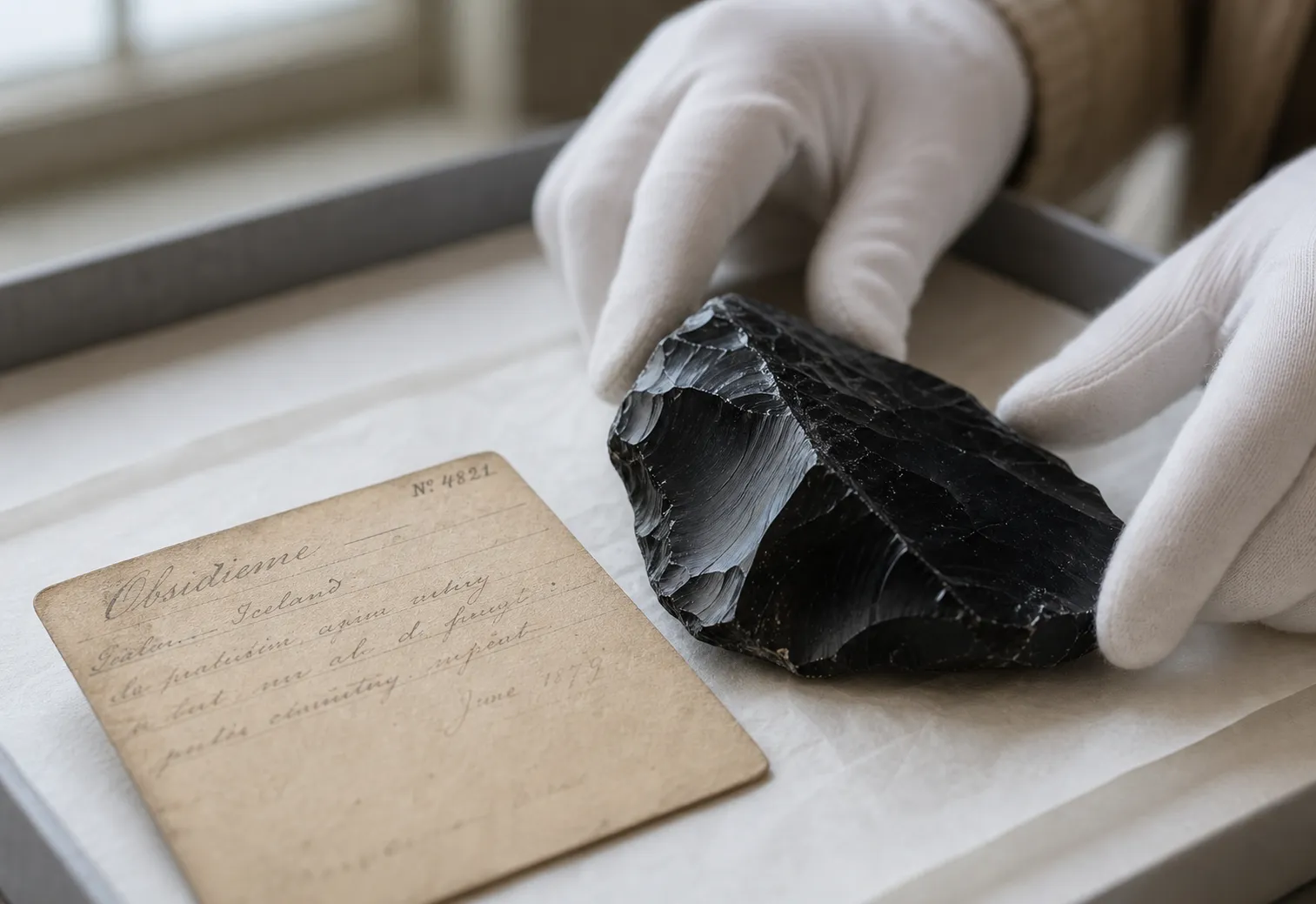 What an Old Handwritten Obsidian Label Can and Cannot Prove