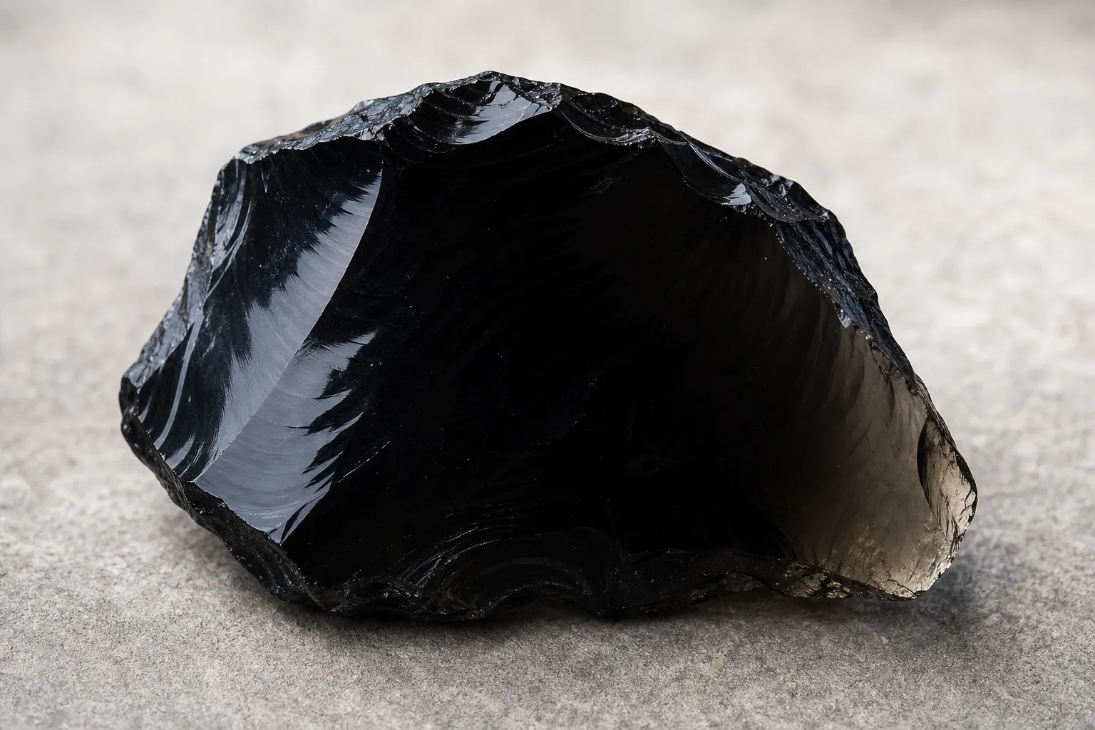 Plain black obsidian with a glossy dark surface and subtle translucent edges
